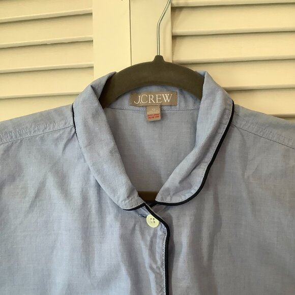 J. Crew women's pajama set XS blue short sleeve shirt pants 100% cotton - Picture 12 of 16